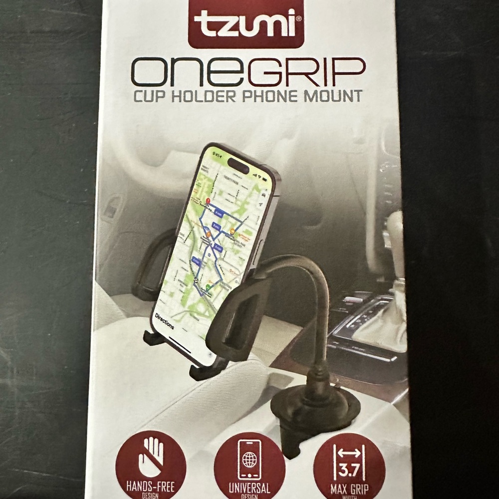 Tzumi OneGrip Black Cup Holder Phone Mount